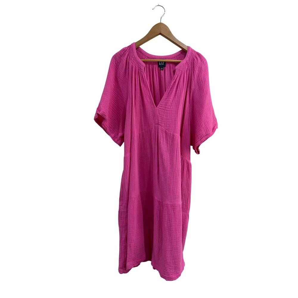 GAP Vibrant Pink Textured Mini Tunic Dress